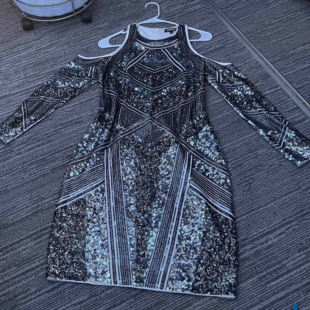 Blue silver and black Sequin dress
